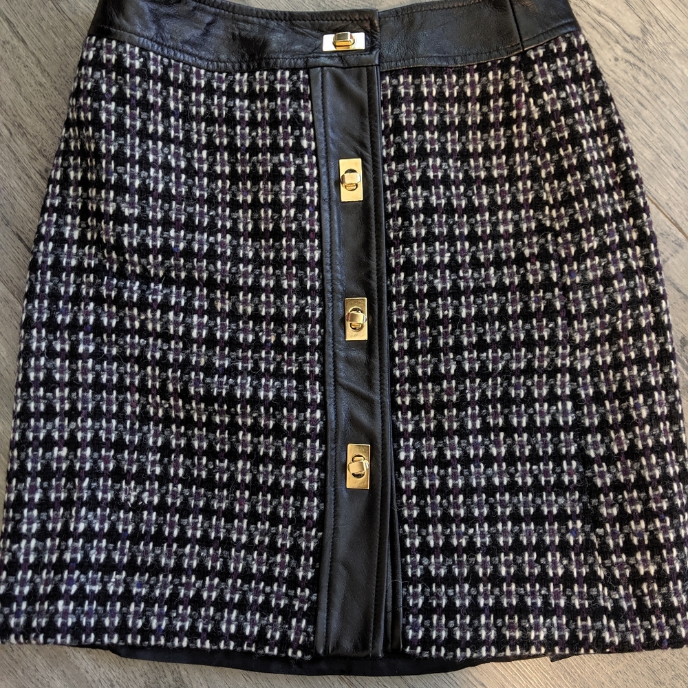 Tweed and leather skirt by Milly